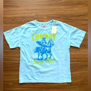 Cat & Jack Light Blue Cowboy Graphic Tee size S 6/7-NWT